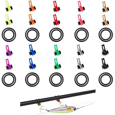 50 Sets 10 Colors Plastic & Silicone O-Rings Fishing Rod Pole Hook Keeper Sets FIND-FH0003-26-1