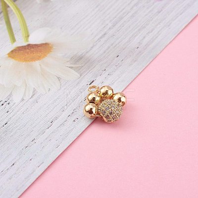 Brass Micro Pave Clear Cubic Zirconia Charms PALLOY-JF00638-01-1
