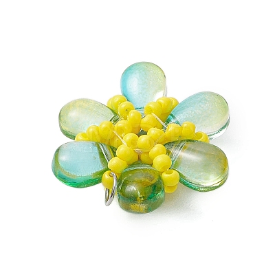 Beaded Flower Charms PALLOY-MZ00438-03-1