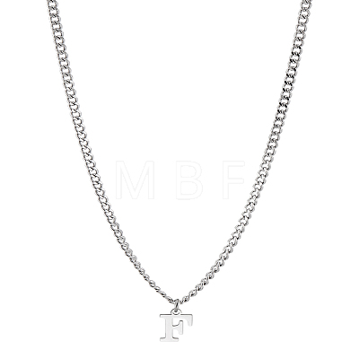 1Pc 304 Stainless Steel Letter Pendant Necklaces NJEW-LP0001-33F-P-1