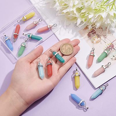 16Pcs 8 Colors Synthetic Luminous Stone Pendants FIND-CA0005-30-1