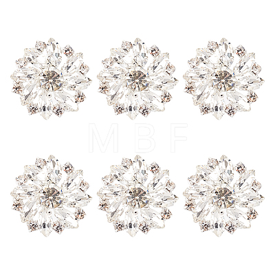 Fingerinspire 6Pcs Brass Rhinestone Shank Buttons FIND-FG0001-96A-1