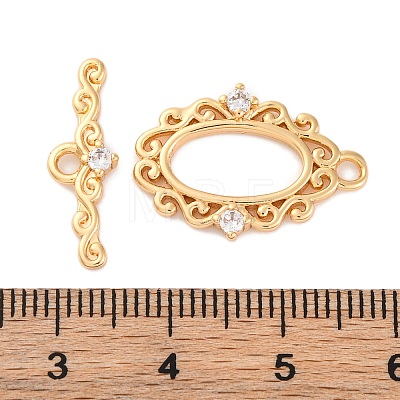 Brass Micro Pave Clear Cubic Zirconia Toggle Clasps KK-S403-17G-1