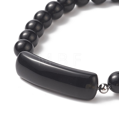 Natural Obsidian Beaded Bracelets BJEW-JB09039-03-1