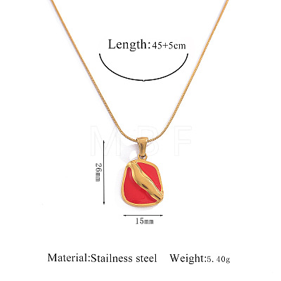304 Stainless Steel Enamel Red Geometric Pendant Necklaces FS-WGE6FD0-02-1