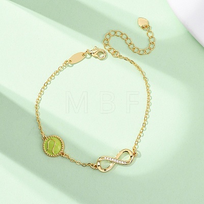 Sports Brass Micro Pave Cubic Zirconia Infinity Link Bracelets LS-BJEW-D386-01A-G-1