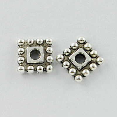 Tibetan Style Beads Alloy Square Spacer Beads TIBEB-00697-M-NR-1