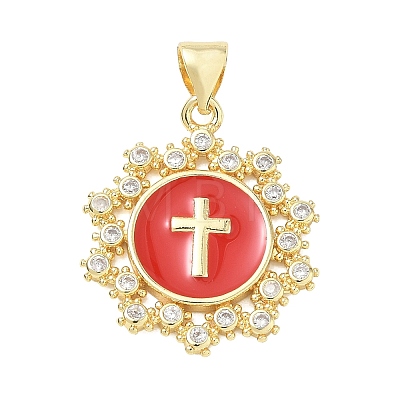 Religion Cross Brass Micro Pave Clear Cubic Zirconia Pendants CU-CBA83A6-03D-G03-1
