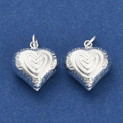 925 Sterling Silver Textured Heart Charms STER-P071-13S-1