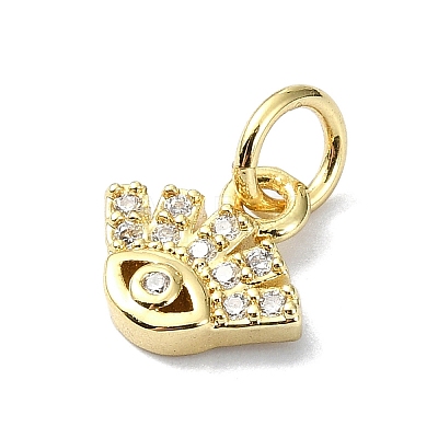 Eye Theme Brass Micro Pave Cubic Zirconia Charms KK-H475-58G-02-1