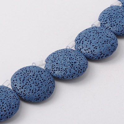 Dyed Lentil Synthetic Lava Rock Pendants Beads Strands G-N0102-21-1