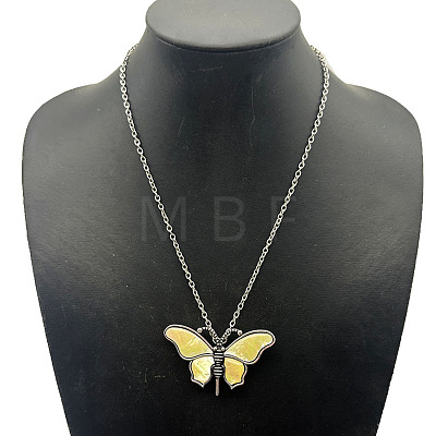 Vintage Butterfly Alloy Pave Natural Paua Shell Pendant Necklaces TU8289-1-1