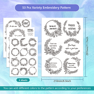 4 Sheets 11.6x8.2 Inch Stick and Stitch Embroidery Patterns DIY-WH0455-059-1