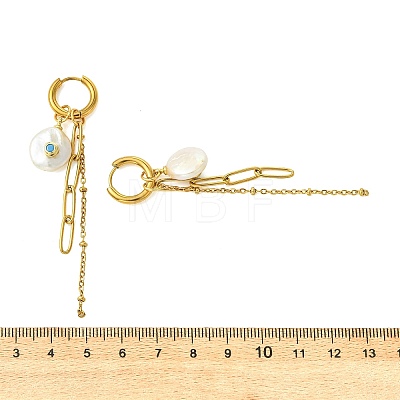 Flat Round 304 Stainless Steel Tassel Hoop Earrings EJEW-JE07009-1