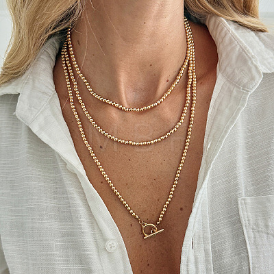 CCB Plastic Round Beaded Multilayer Lariat Necklaces with Alloy OT Clasps for Women WGD6FEE-01-1
