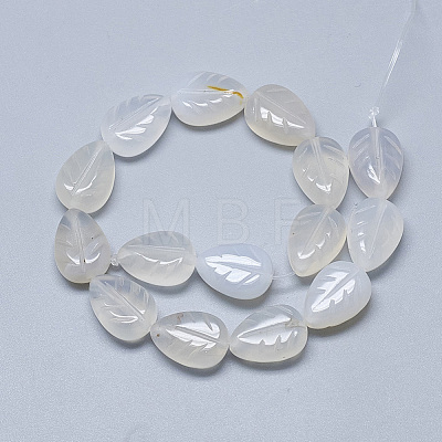 Carved Natural White Agate Beads Strands G-T122-05B-1