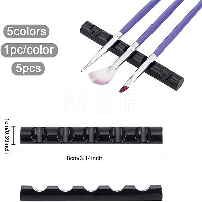 5Pcs 5 Cololrs 5 Grids Plastic Nail Art Brush Pen Holder Stand MRMJ-FG0001-10-1