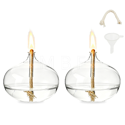Transparent Glass Candle Holders with Candle Wick DIY-WH0308-996B-1
