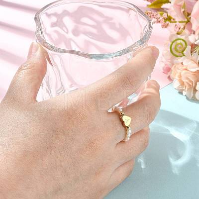 Natural Freshwater Pearl & 304 Stainless Steel Bead Finger Rings RJEW-FS00001-25-1