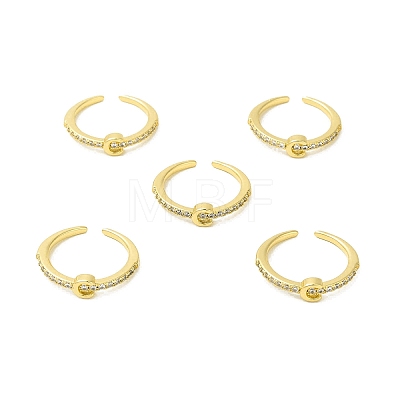 Clear Cubic Zirconia Initial Letter Open Cuff Ring RJEW-H120-09G-C-1