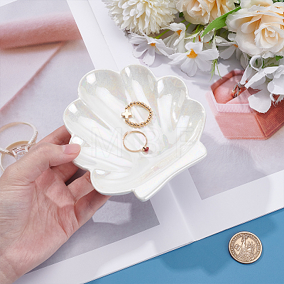 Shell Shape Ceramics Jewelry Plate AJEW-WH0606-41A-1