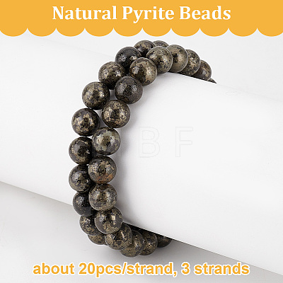Olycraft 3 Strands Natural Pyrite Beads Strands G-OC0005-03-1