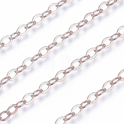 Brass Flat Oval Cable Chains CHC025Y-RG-1