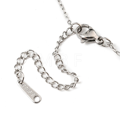 201 Stainless Steel Teardrop with Yoga Pendant Necklace with Cable Chains NJEW-Q317-35P-1