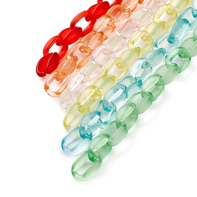 6 Strands 6 Colors Handmade Transparent Acrylic Cable Chains AJEW-JB00986-1