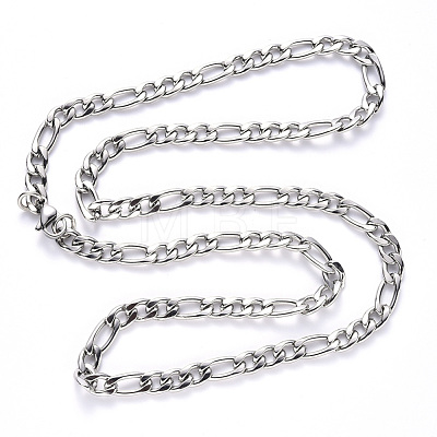 304 Stainless Steel Figaro Chain Necklaces NJEW-S420-003A-P-1