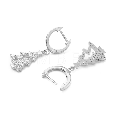 Brass Micro Pave Clear Cubic Zirconia Huggie Hoop Earrings for Christmas ZIRC-I053-03P-1