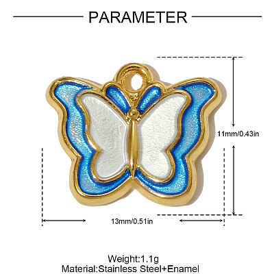 304 Stainless Steel Enamel Pendants STAS-OY005-40G-1