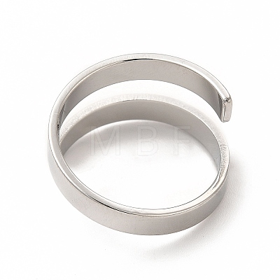 304 Stainless Steel Rectangle Open Cuff Ring for Women RJEW-B027-28P-1