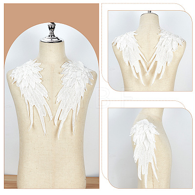 Wing Pattern Polyester Embroidered Lace Appliques DIY-WH0530-95-1