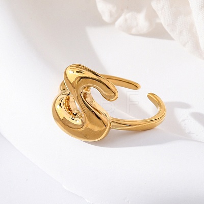 304 Stainless Steel Open Cuff Rings for Women RJEW-M060-01G-19-1