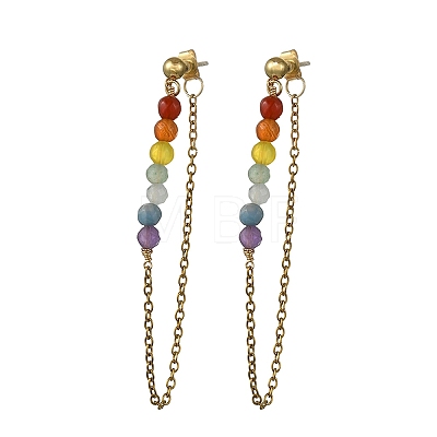 Natural Gemstone Stud Earrings EJEW-JE07286-1