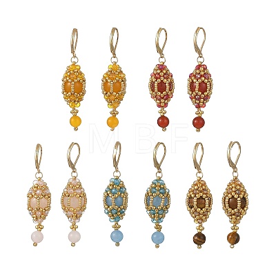 Gemstone Leveback Earrings for Women EJEW-MZ00785-1