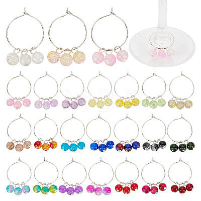 48Pcs 24 Colors Brass Wine Glass Charms AJEW-GO00002-1