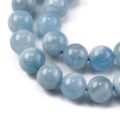 Round Natural Aquamarine Bead Strands G-F289-01-10mm-A-1