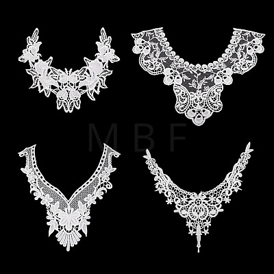 4Pcs 4 Styles Polyester Computerized Embroidery Collar DIY-TA0015-71-1