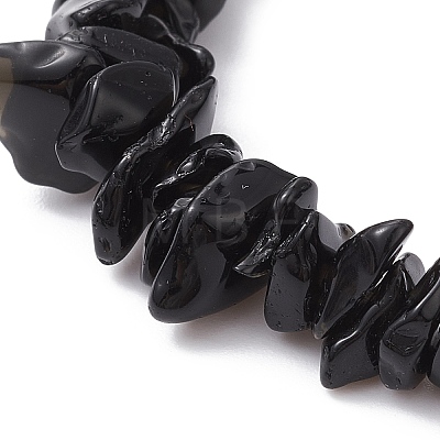 Natural Obsidian Chips Beaded Bracelet X-BJEW-JB09686-04-1