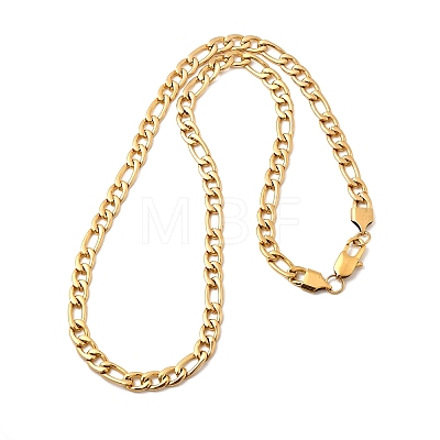 7MM 304 Stainless Steel Figaro Chain Necklaces for Women Men NJEW-B134-04B-G-1
