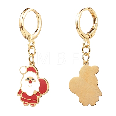 Brass Huggie Hoop Earrings for Christmas EJEW-JE04509-04-1