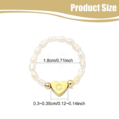 Natural Freshwater Pearl & 304 Stainless Steel Bead Finger Rings RJEW-FS00001-03-1