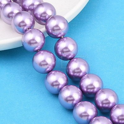 Electroplated Shell Pearl Beads Strands BSHE-F018-01-1