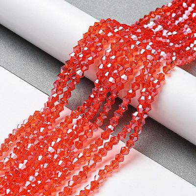 Transparent Electroplate Glass Beads Strands GLAA-F029-4mm-C14-1