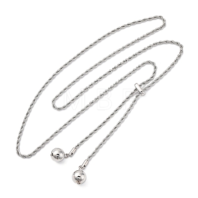 Round Brass Slider Lariat Necklaces for Women NJEW-G162-05P-1