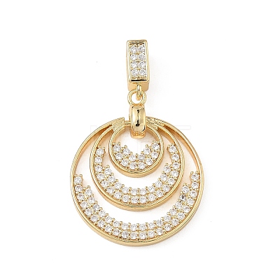 Brass Micro Pave Clear Cubic Zirconia Pendants KK-F939-04A-G-1