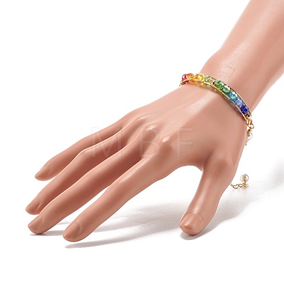 Natural Pearl & Faceted Glass Beaded Bracelet for Teen Girl Women BJEW-TA00026-1