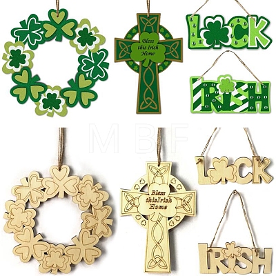 DIY Word Irish Unfinished Wooden Ornaments Blank Wooden Embellishments WOOD-C009-04-1